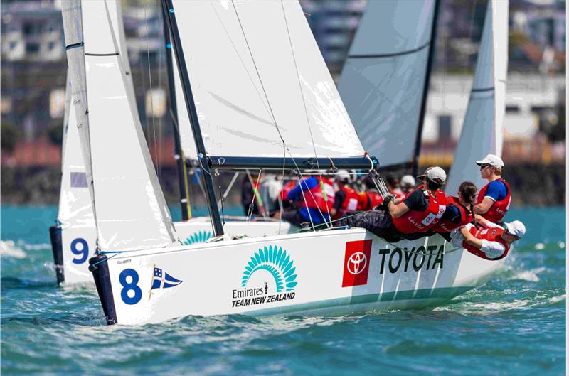 The new Elliott 7 fleet donated by Emirates Team NZ was for the Toyota Kiwi Cup  photo copyright Adam Mustill taken at Royal New Zealand Yacht Squadron and featuring the Elliott 7 class