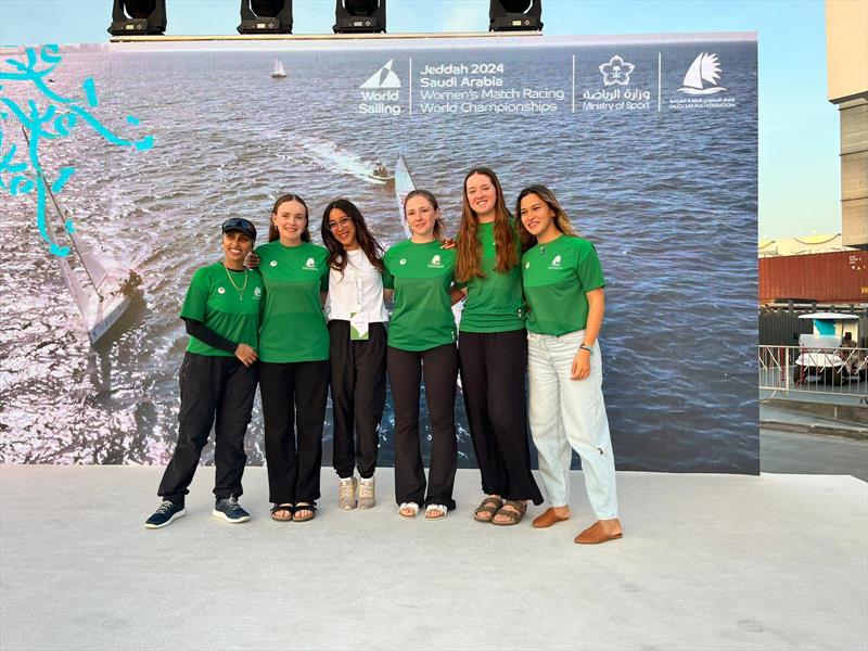 Kingdom of Saudi Arabia (KSA) Sumaya Bamakhrama & Shahad Nour joined by RNZYS Mastercard Youth Training Programme sailors Ella Arnold, Madison Rist & Alissa Marshall photo copyright RNZYS Media taken at Royal New Zealand Yacht Squadron and featuring the Elliott 7 class