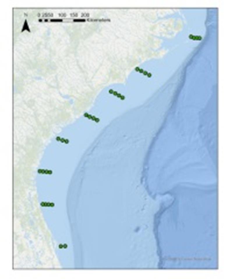 Map of the Passive Acoustic Mooring sites photo copyright NOAA Fisheries taken at  and featuring the Environment class