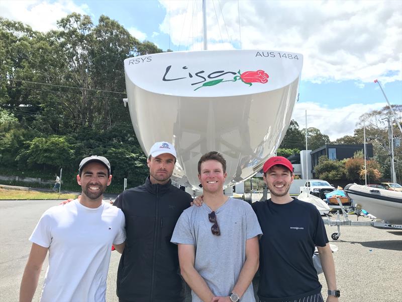 The Lisa Rose team on arrival in Metung for the Etchells 2025 Australian championship regatta - James McLennan, Jack Abbott, Xavier Winston-Smith and Tom Trotman photo copyright Jeanette Severs taken at Metung Yacht Club and featuring the Etchells class