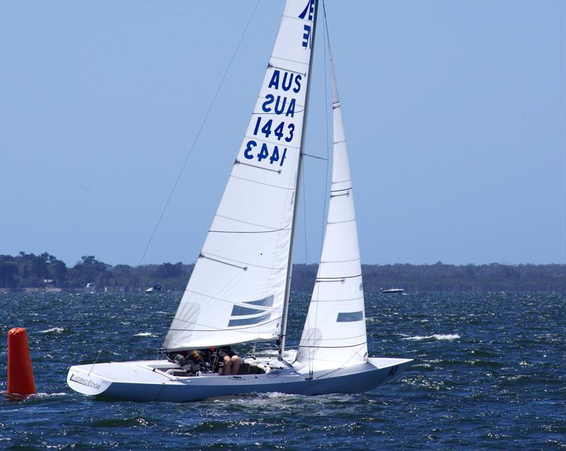 A new boat to Metung fleet, Leading Edge AUS1443, finished 15th overall in Etchells 2025 Australian championship. Helmed by Fred Haes and crewed by Adrian France and Will Crooke, Leading Edge finished twice in the top 10 for a best finish of 4th in race 5 photo copyright Jeanette Severs taken at Metung Yacht Club and featuring the Etchells class