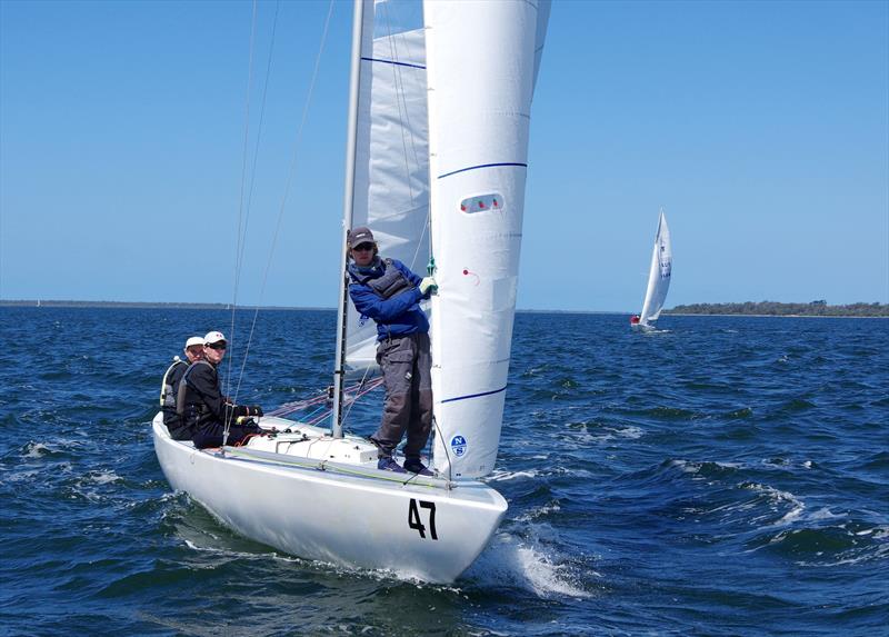 A new addition to the Metung Etchells fleet, Kelpie AUS882 finished the regatta in 12th position overall. Helmed by Richard Smith and crewed by a youth team in owner Toby Conn, Wayne Smith and Jack Felsenthal, Kelpie had a best finish of fifth in race 4 photo copyright Jeanette Severs taken at Metung Yacht Club and featuring the Etchells class