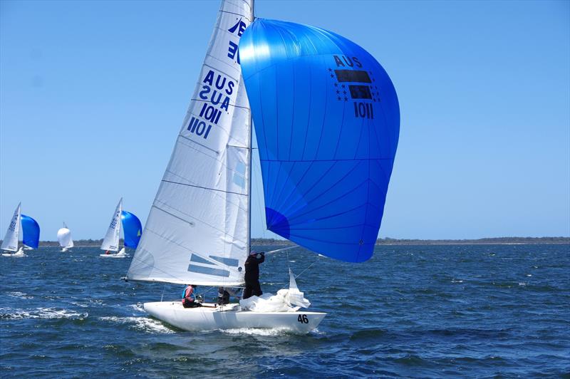 Brendan Jukes with crew of Michael O'Brien, Nigel Jones & Owen McMahon, took The Jukes of Hazzard AUS1011 from RBYC to Metung, to compete in the Etchells 2025 Australian championship. They had a series result of eighth, finished four times in the top six photo copyright Jeanette Severs taken at Metung Yacht Club and featuring the Etchells class