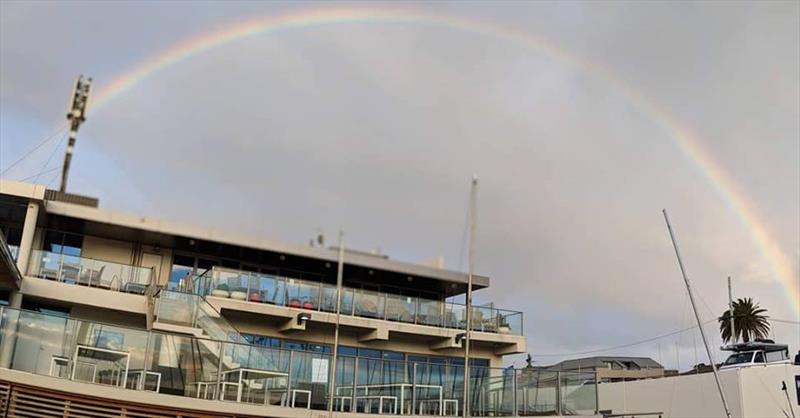 Club with rainbow - Etchells World Championship photo copyright Nicole Douglass taken at Royal Brighton Yacht Club and featuring the Etchells class