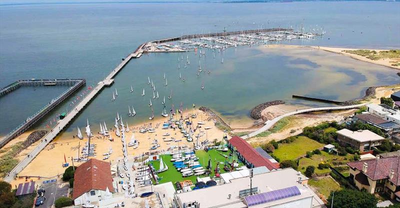 RBYC Aerial View - Etchells World Championship photo copyright Nicole Douglass taken at Royal Brighton Yacht Club and featuring the Etchells class