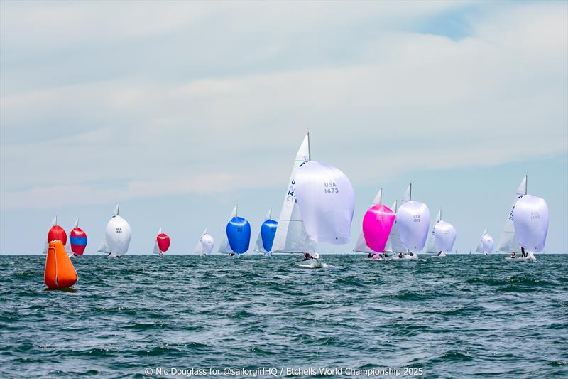 DanEgerous leading the fleet - Etchells World Championship 2025 day 1 - photo © Nic Douglass @sailorgirlHQ