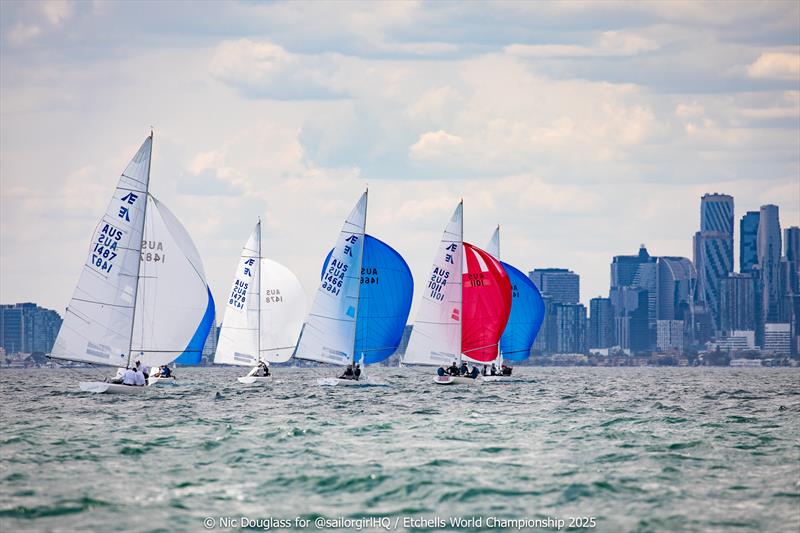 Tight fleet one-design fleet racing - Etchells World Championship 2025 Day 2 - photo © Nic Douglass @sailorgirlHQ