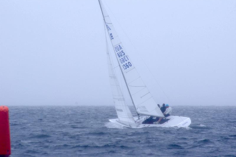 Visibility was low for much of the three races in the 2025 East Gippsland Etchells Championship. Elusive emerged victorious from the conditions photo copyright Jeanette Severs taken at Metung Yacht Club and featuring the Etchells class