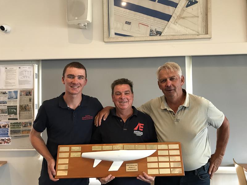 Wayne Smith, Rob Conn and Jeff Rose, on board Elusive, are the 2025 East Gippsland Etchells Championship winners photo copyright Jeanette Severs taken at Metung Yacht Club and featuring the Etchells class