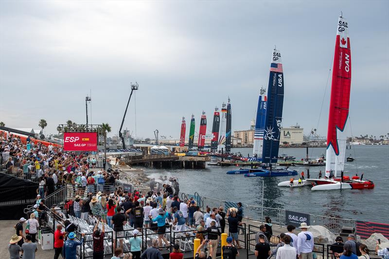 Spain SailGP Team lift the trophy in the Race Stadium on Race Day 2 of the Oracle Los Angeles Sail Grand Prix at the Port of Los Angeles, in California, USA. 23rd July  - photo © Ricardo Pinto/SailGP