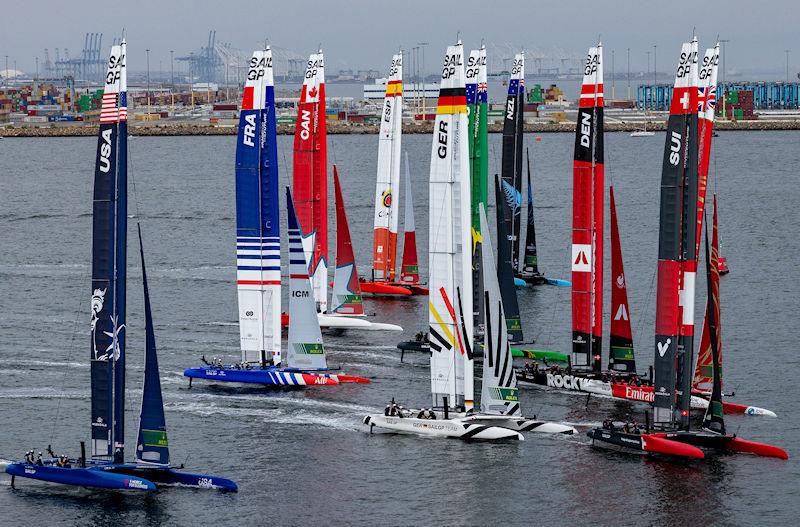 The SailGP fleet begin Fleet Race Four on Race Day 2 of the Oracle Los Angeles Sail Grand Prix - photo © Felix Diemer for SailGP