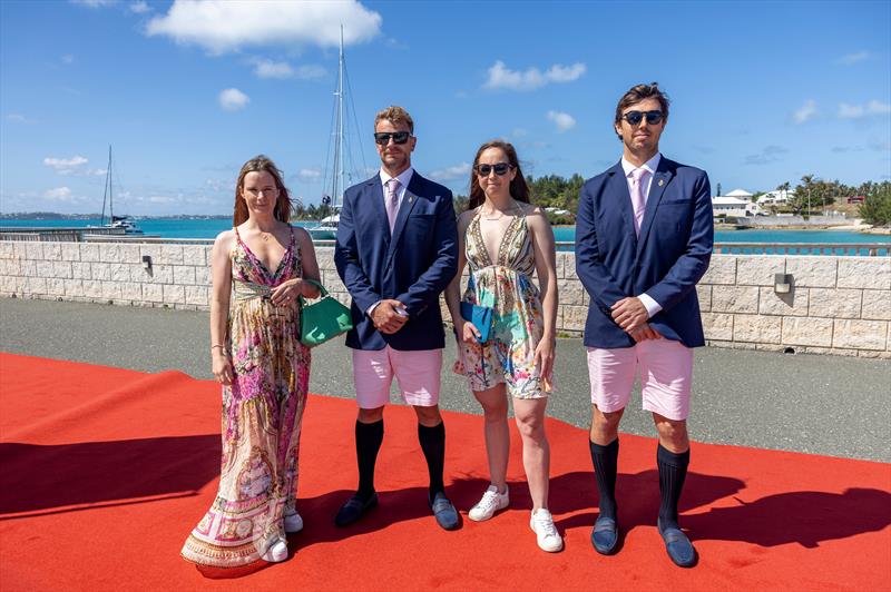 Iain Jensen, wing trimmer, Hannah Mills, strategist, Nick Hutton, grinder, Hannah Diamond, strategist of Emirates Great Britain SailGP Team, on the red carpet ahead of the Apex Group Bermuda Sail Grand Prix - photo © Felix Diemer for SailGP