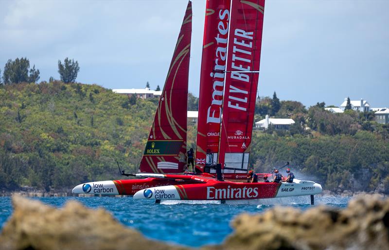 Emirates Great Britain SailGP Team helmed by Giles Scott on Race Day 2 of the Apex Group Bermuda Sail Grand Prix - photo © Samo Vidic for SailGP