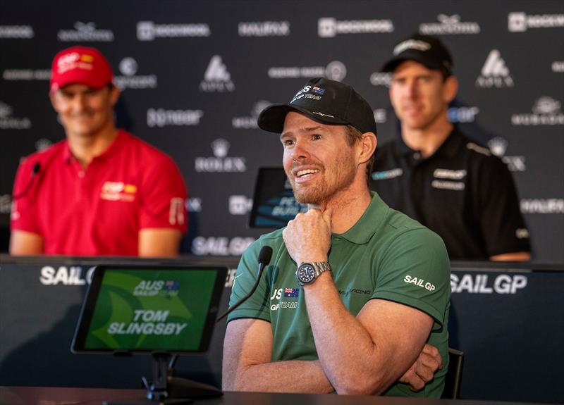 Tom Slingsby, CEO and driver of Australia SailGP Team, speaks to the media during the pre-event press conference - May 31, 2024  - photo © Andrew Baker/SailGP