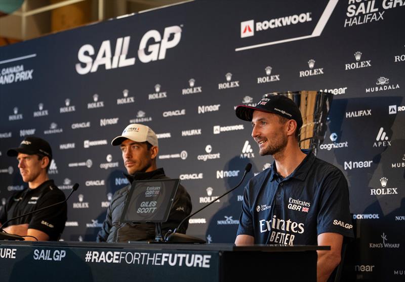 Giles Scott, driver of Emirates Great Britain SailGP Team, speaks to the media during the pre-event press conference in the Maritime Museum of The Atlantic, ahead of the ROCKWOOL Canada Sail Grand Prix in Halifax, Canada - photo © Andrew Baker for SailGP