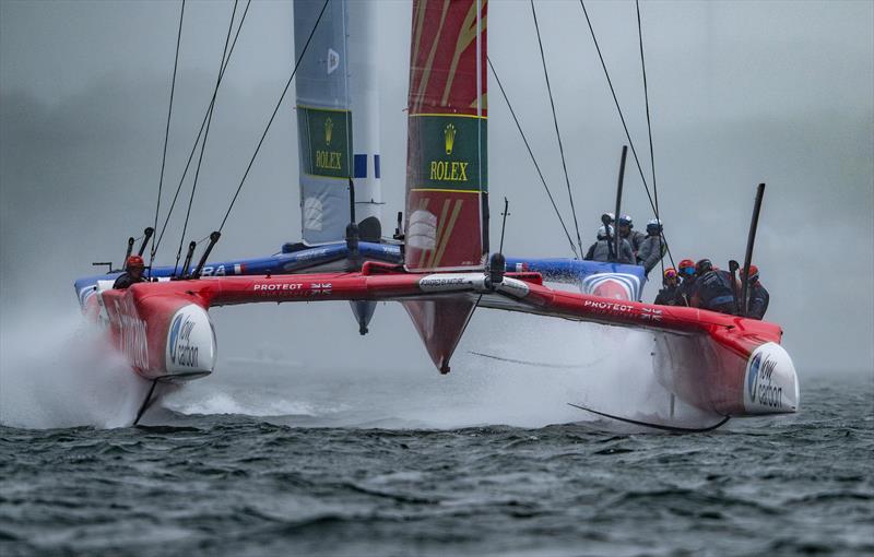 Emirates Great Britain SailGP Team helmed by Giles Scott leads France SailGP Team helmed by Quentin Delapierre - Rockwell SailGP Canada - June 2, 2024 - photo © SailGP