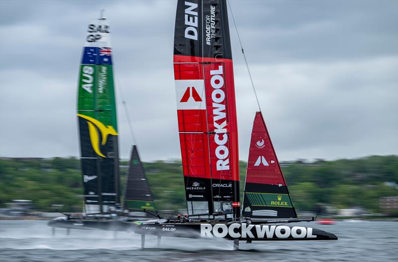 Rockwool Denmark SailGP Team helmed by Nicolai Sehested leads Australia SailGP Team helmed by Tom Slingsby  - Rockwell SailGP Canada - June 2, 2024 - photo © SailGP