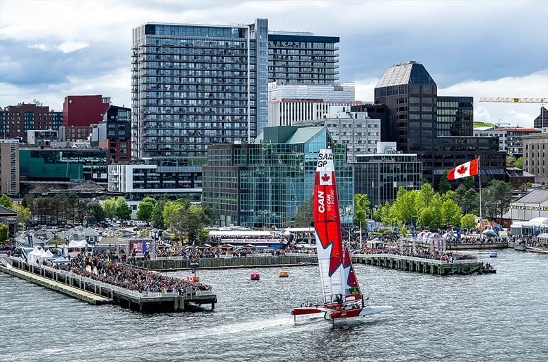 Canada SailGP Team sail past fans -  Rockwool Canada Sail Grand Prix in Halifax. June 2024 photo copyright Ricardo Pinto/SailGP taken at Halifax Sailing Club and featuring the F50 class