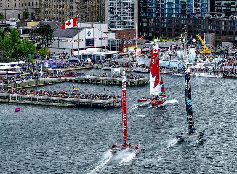 Canada SailGP Team sail past fans -  Rockwool Canada Sail Grand Prix in Halifax. June 2024 - photo © Ricardo Pinto/SailGP