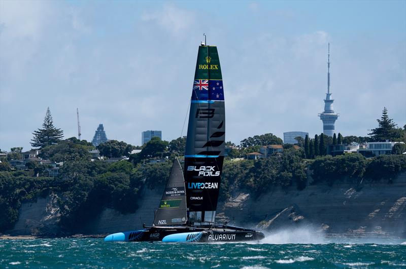 NZ SailGP Team (Peter Burling) - Day 1 - Systems testing - Auckland SailGP - January 13,  2024 photo copyright Bob Martin/SailGP taken at Royal New Zealand Yacht Squadron and featuring the F50 class