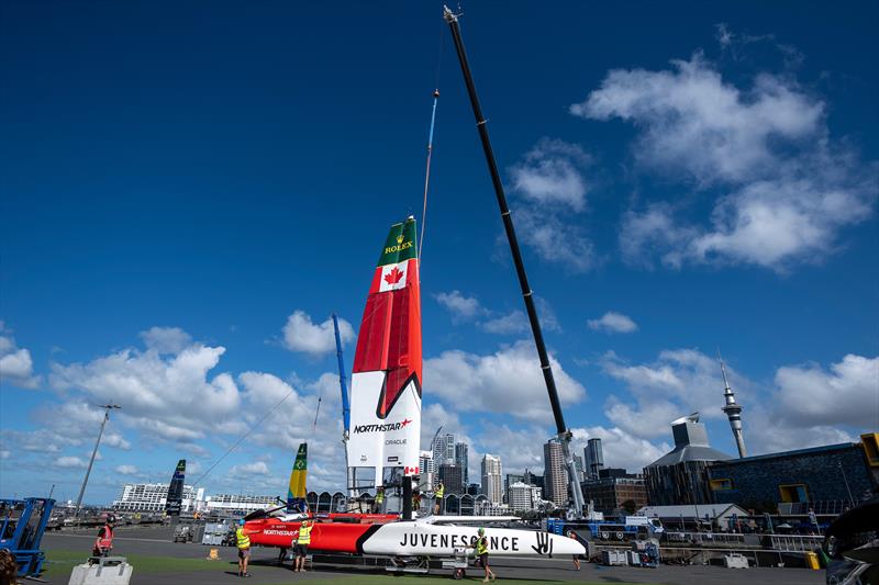 Canada Northstar derigging - Day 1 - Systems testing - Auckland SailGP - January 13,  2024 photo copyright Bob Martin/SailGP taken at Royal New Zealand Yacht Squadron and featuring the F50 class