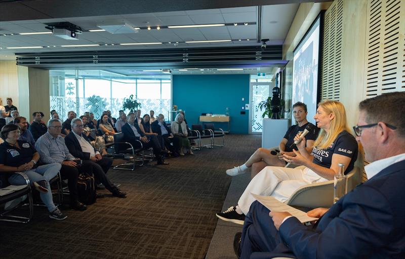 Emirates GBR's Jo Grindley spoke at SailGP's Champions for Change event in Sydney alongside Team Australia Athlete Nina Curtis - photo © Patrick Hamilton for SailGP