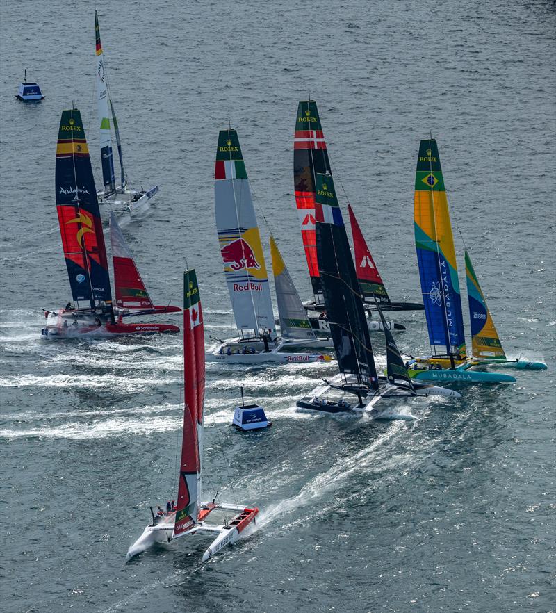 Mark 2 pile-up - Race Day 2 -  KPMG Australia Sail Grand Prix - Sydney, Australia - February 9, 2025 photo copyright Jon Buckle/SailGP taken at Royal Sydney Yacht Squadron and featuring the F50 class