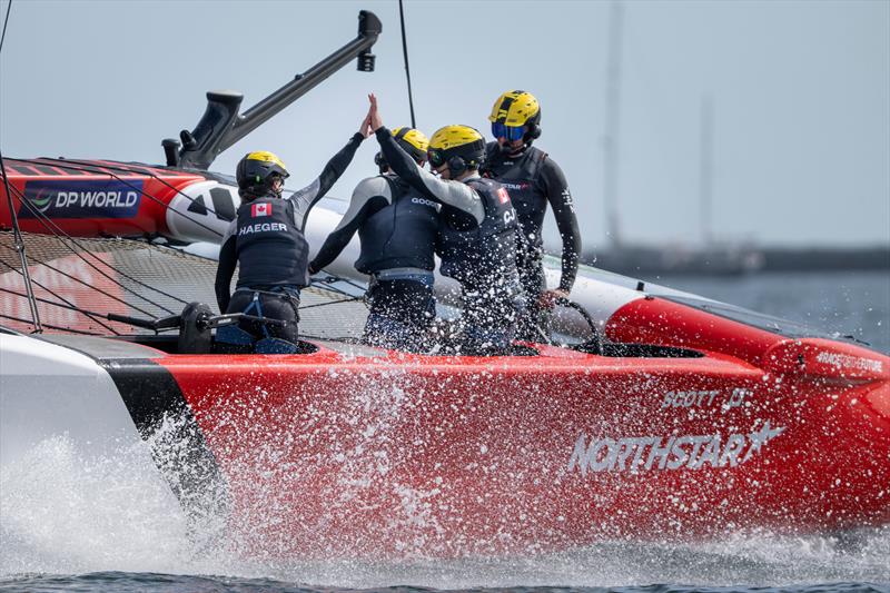 Giles Scott, driver of Canada NorthStar SailGP Team, celebrates victory in the Rolex Los Angeles Sail Grand Prix - photo © Ricardo Pinto for SailGP