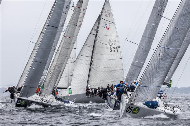 Enfant Terrible (ITA) at the front of the fleet upwind on day 4 of the Rolex Farr 40 World Championship photo copyright Daniel Forster / Rolex taken at New York Yacht Club and featuring the Farr 40 class