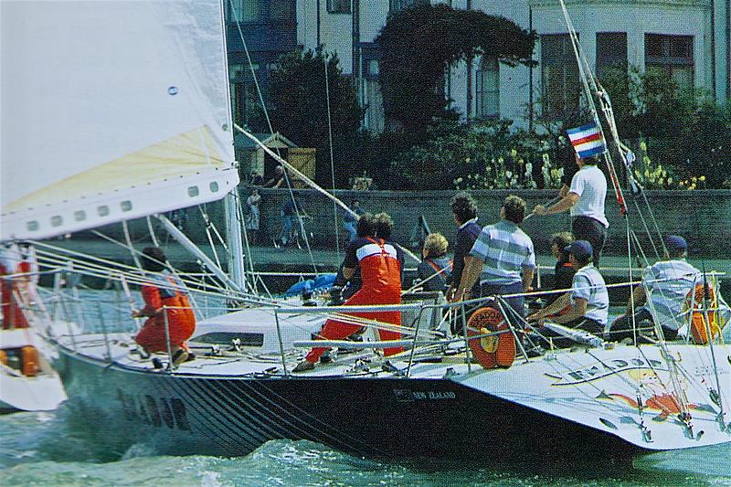 Exador crosses the finish line off the Royal Yacht Squadron, Cowes - 1985 Admirals Cup - photo © Margherita Bottini