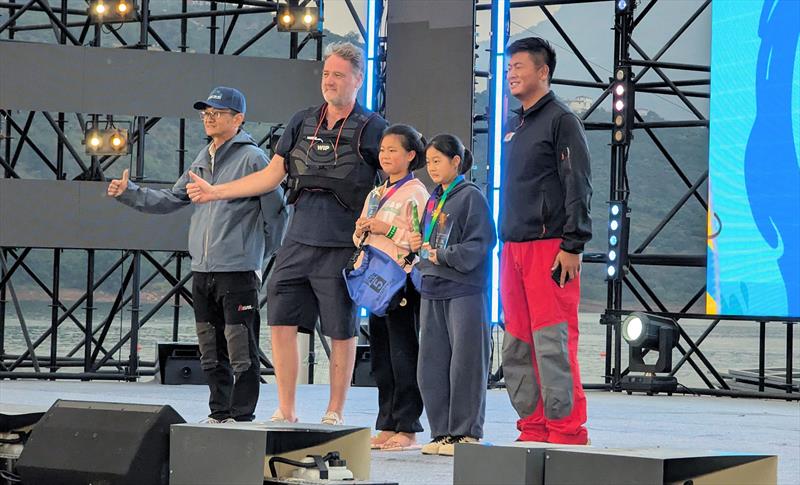 Mr Deng XinQiang, Krijn van den Brink, two prize winners and Mr Wang Lukun during the Shuifu Jinshajiang River Regatta Prize Giving - photo © Mark Jardine