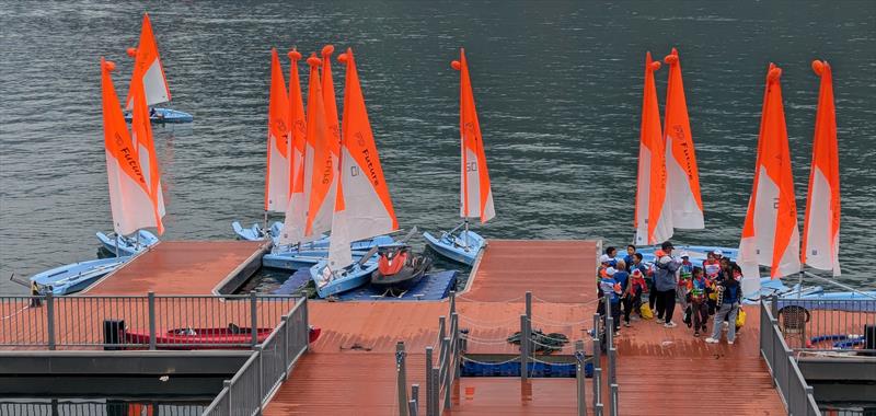 FD Future dinghies tied to the pontoon during the Shuifu Jinshajiang River Regatta photo copyright Mark Jardine taken at  and featuring the FD Future class