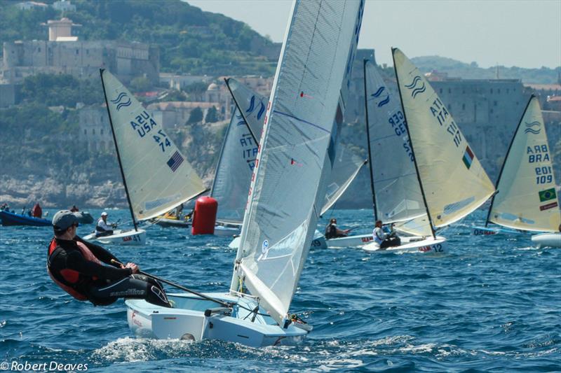 Rounding the top mark in race 1 on day 1 of the Finn Gold Cup in Gaeta - photo © Robert Deaves