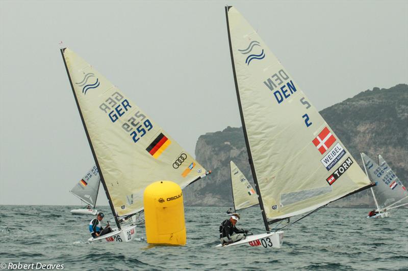 Jonas Høgh-Christensen ahead of Phillip Kasueske on day 4 of the Finn Gold Cup in Gaeta - photo © Robert Deaves