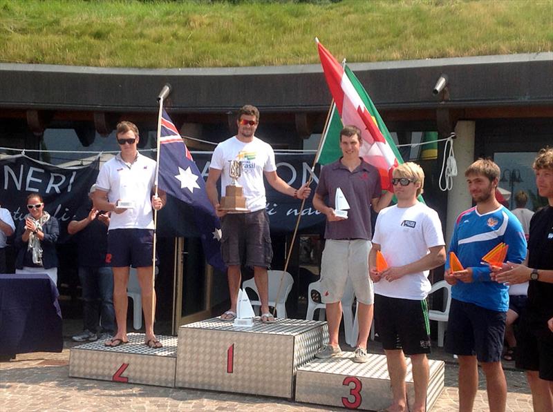 Finn Silver Cup podium photo copyright International Finn Association taken at Fraglia Vela Malcesine and featuring the Finn class