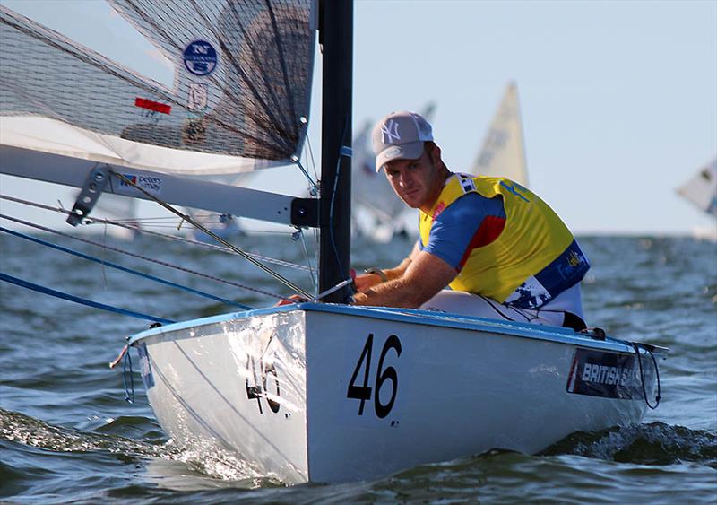 Andrew Mills on day 2 of the 2013 Finn Gold Cup photo copyright Robert Deaves taken at Kalev Yacht Club and featuring the Finn class