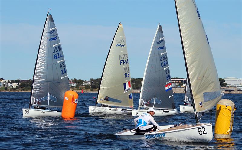 Pieter-Jan Postma on day 2 of the 2013 Finn Gold Cup photo copyright Robert Deaves taken at Kalev Yacht Club and featuring the Finn class