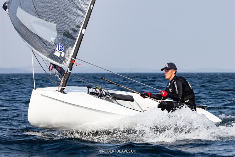 Oskari Muhonen, FIN on day 3 of the 2024 Finn Gold Cup photo copyright Robert Deaves / www.robertdeaves.uk taken at Sailing Aarhus and featuring the Finn class