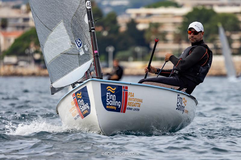 Sinan Sumer (TUR) on day 4 of the 2024 Finn Open European Championship photo copyright Robert Deaves / www.robertdeaves.uk taken at Yacht Club de Cannes and featuring the Finn class