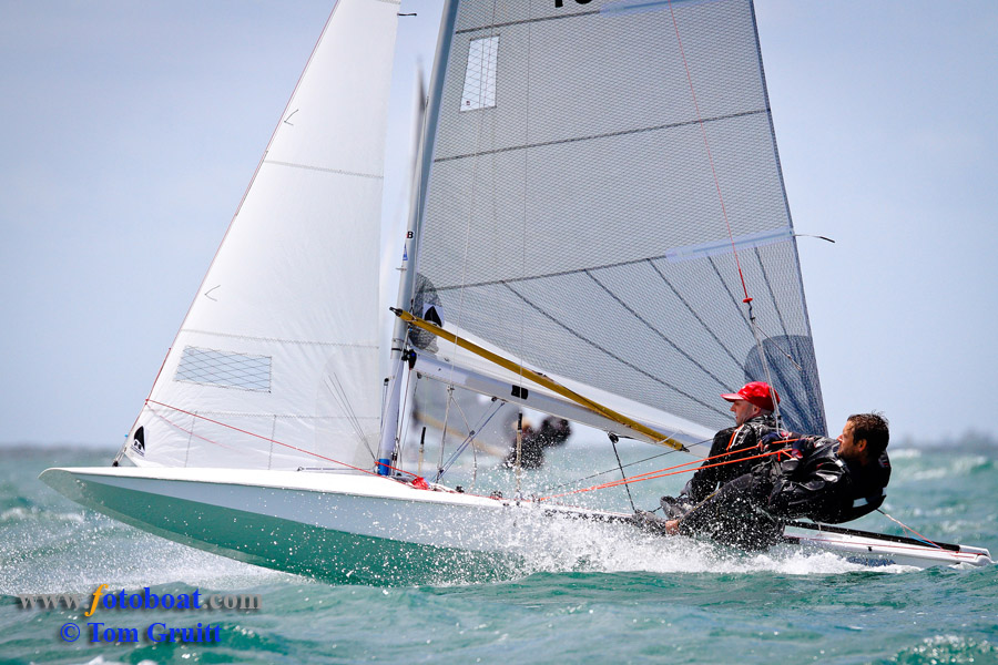 Robert Inns and Joel Coultas finish second at the Fireball worlds in Mandurah, Australia photo copyright Tom Gruitt / www.fotoboat.com taken at Mandurah Offshore Fishing and Sailing Club and featuring the Fireball class