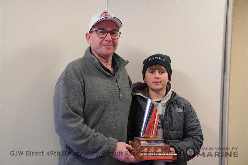 Jono and Freddie Pank win the GJW Direct Bloody Mary 2025 photo copyright Simon Winkley Marine taken at Queen Mary Sailing Club and featuring the Firefly class