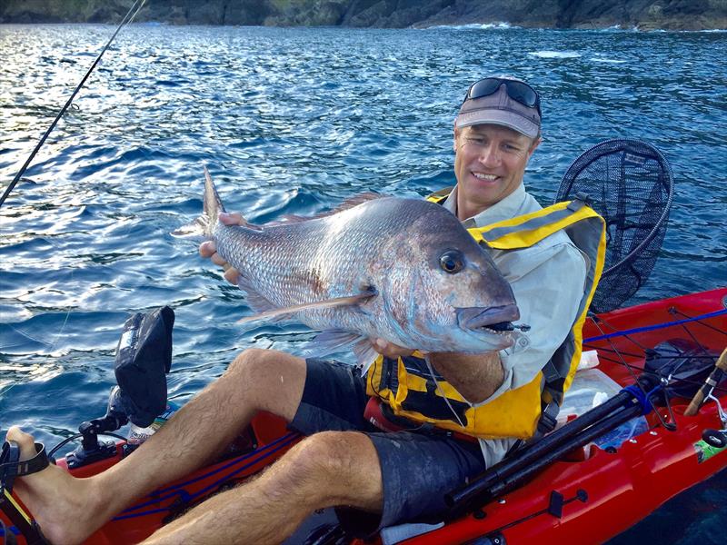 Kayak fishing at its best when i manage to land this 7 kilo Snapper in the Shallows at Great Barrier Island in New Zealand - photo © Andrew Ettingshausen