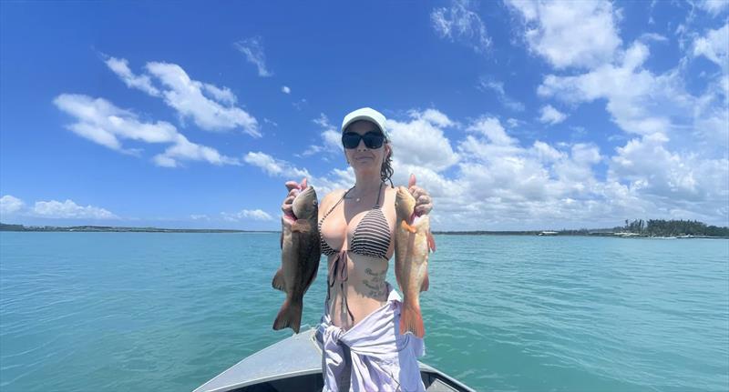 Melissa joined Luke for a shallow water trout trolling session and they ate well that night - photo © Fisho's Tackle World Hervey Bay