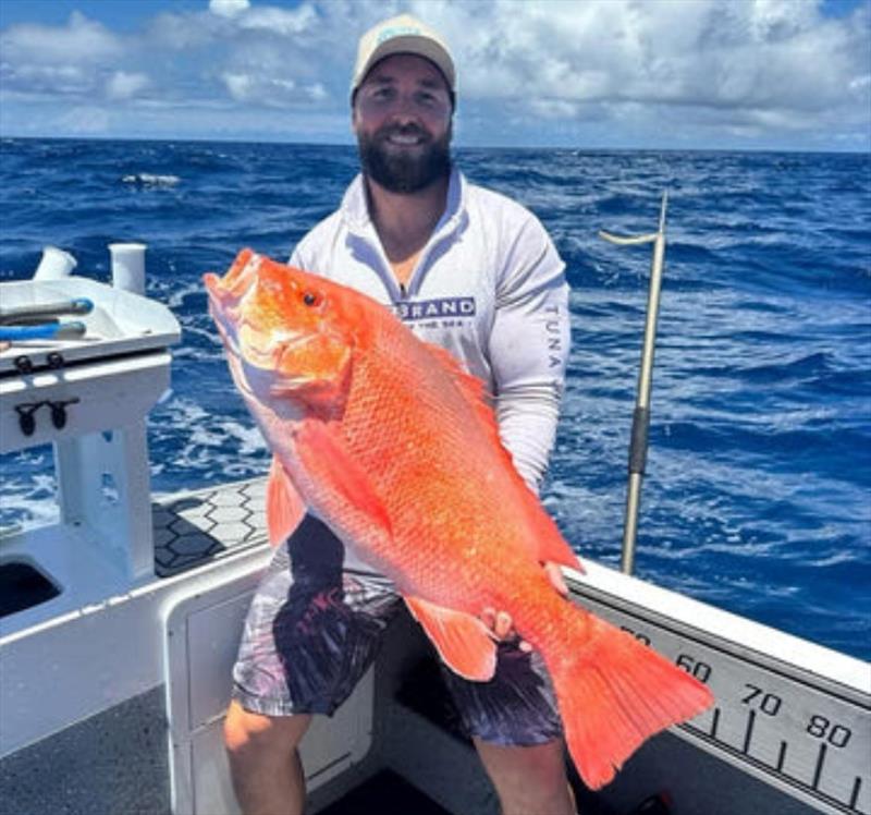 Aiden headed offshore when the rain cleared and absolutely smashed the big reefies. Nannies such as this are always welcomed on board - photo © Fisho's Tackle World