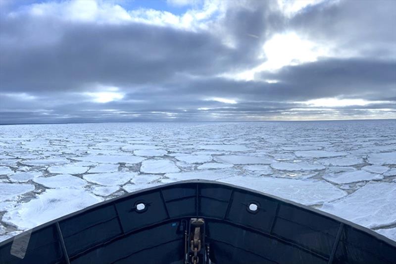 The research vessel Norseman II pushes carefully through the ice, maneuvering for open water photo copyright Gavin M Brady / NOAA Fisheries taken at  and featuring the Fishing boat class