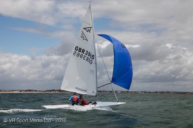 Simon Childs & Simon Hunt on day 3 of the UK Global Flying Fifteen Nationals photo copyright VR Sport Media taken at Hayling Island Sailing Club and featuring the Flying Fifteen class