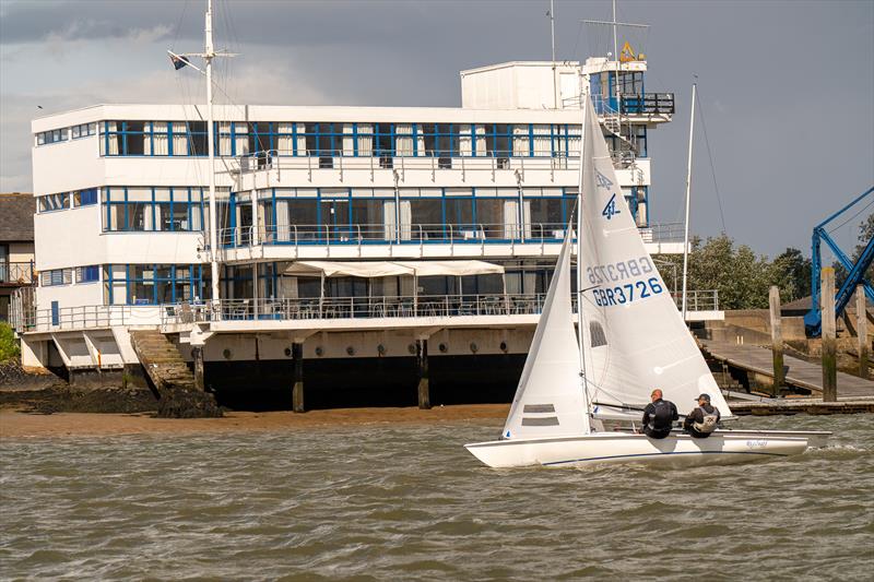 Phil Aspinall and Dave Sheppard sail in front of Royal Corinthian Yacht Club during the 2024 edition of the Royal Corinthian Yacht Club Flying Fifteen Open - photo © Petru Balau Sports Photography / sports.hub47.com