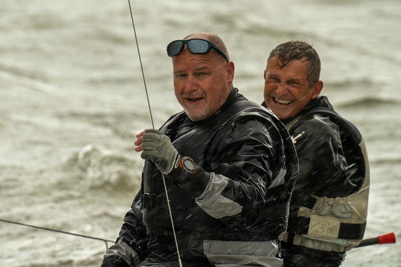 Phil Aspinall and Dave Sheppard after sailing through a hailstorm during the 2024 edition of the Royal Corinthian Yacht Club Flying Fifteen Open - photo © Petru Balau Sports Photography / sports.hub47.com