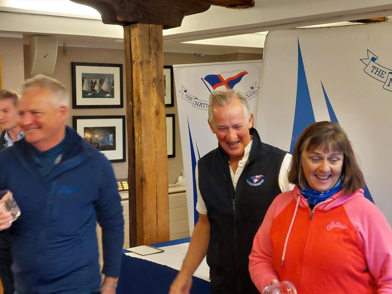 Irish Flying Fifteen East Coast Championship - Nicki Matthews and Niall Meagher with their 2nd place prizes for the Silver Fleet photo copyright Cormac Bradley taken at National Yacht Club, Ireland and featuring the Flying Fifteen class