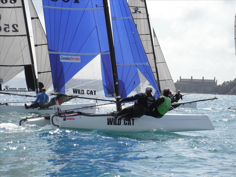 Channel Islands Hobie Cat Championships photo copyright Elaine Burgis taken at Royal Channel Islands Yacht Club and featuring the Formula 18 class